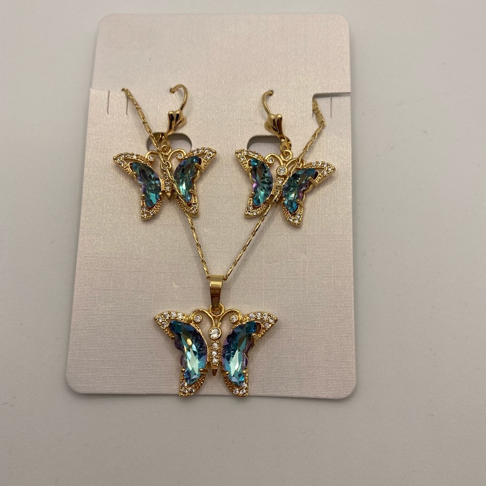 Gold Plated Butterfly set